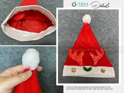 Nón Noel vải trẻ em [Nhiều kiểu - ĐK 23cm] NON-X-04